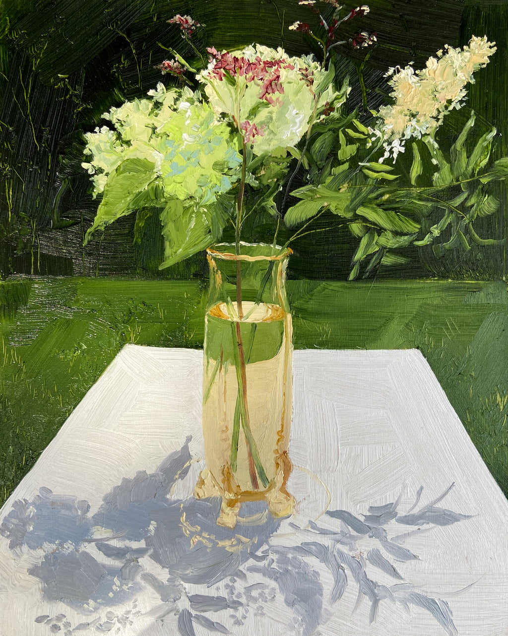 Pale Yellow Vase with Hydrangeas
